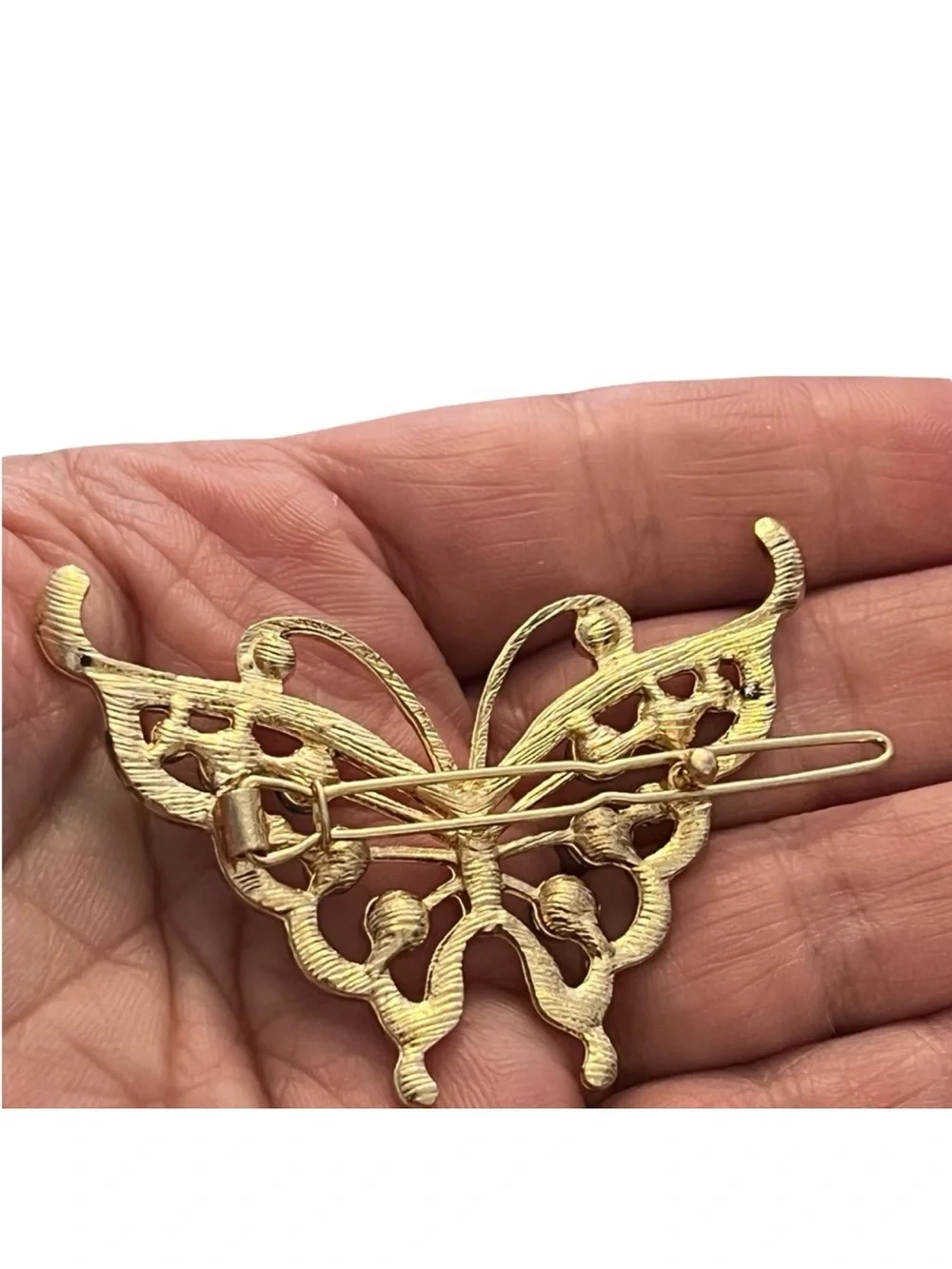 Gold Butterfly Hair Clip with Teal Crystals FINAL PRICE DROP